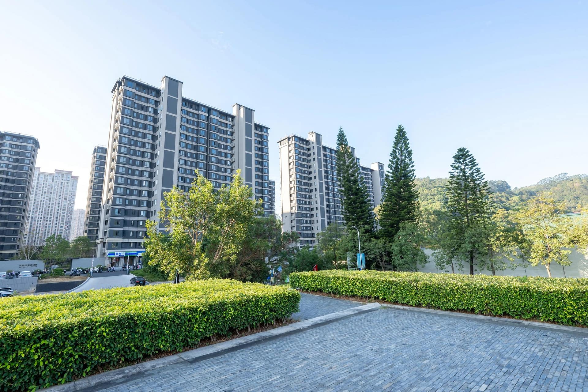 Peaceful outdoor space with greenery near a building